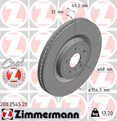 Zimmermann 200.2545.20 - Гальмівний диск autocars.com.ua