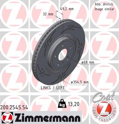 Zimmermann 200.2545.54 - Гальмівний диск autocars.com.ua