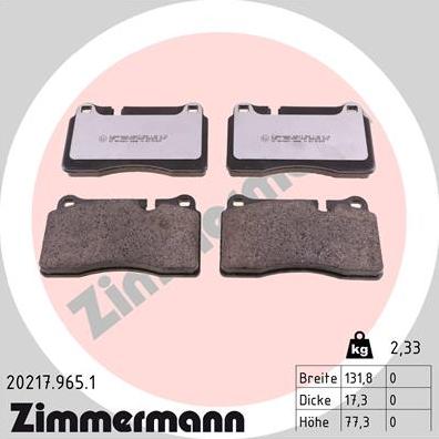 Zimmermann 20217.965.1 - Тормозные колодки, дисковые, комплект autodnr.net