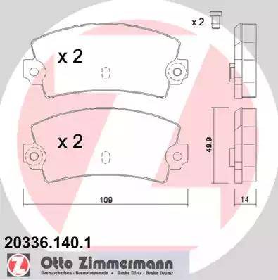 Zimmermann 20336.140.1 - Тормозные колодки, дисковые, комплект avtokuzovplus.com.ua