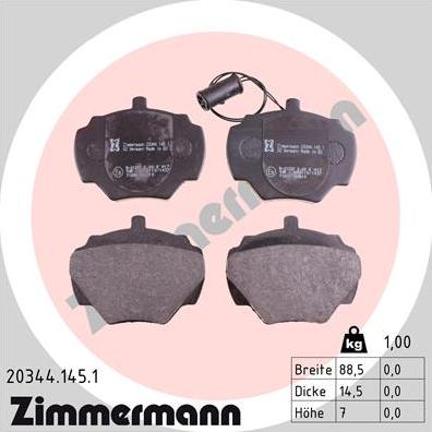 Zimmermann 20344.145.1 - Тормозные колодки, дисковые, комплект autodnr.net