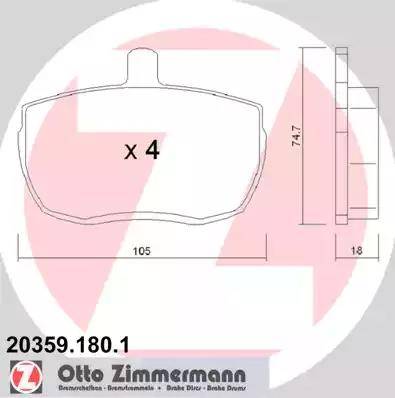 Zimmermann 20359.180.1 - Гальмівні колодки, дискові гальма autocars.com.ua