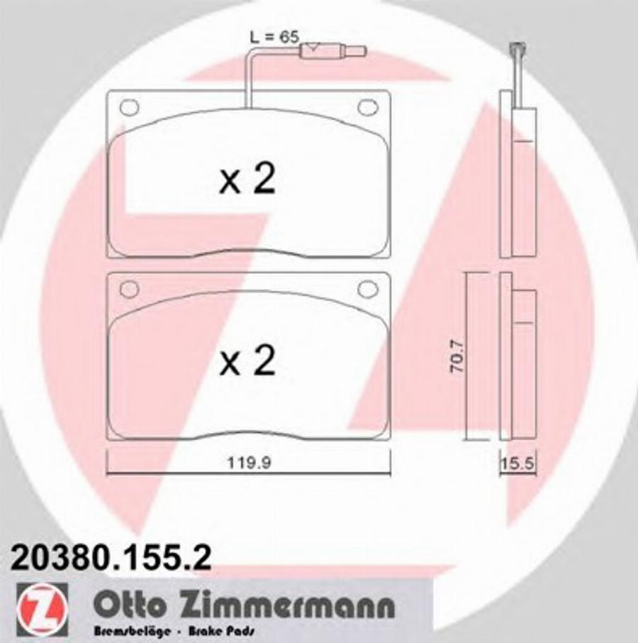 Zimmermann 203801552 - Гальмівні колодки, дискові гальма autocars.com.ua