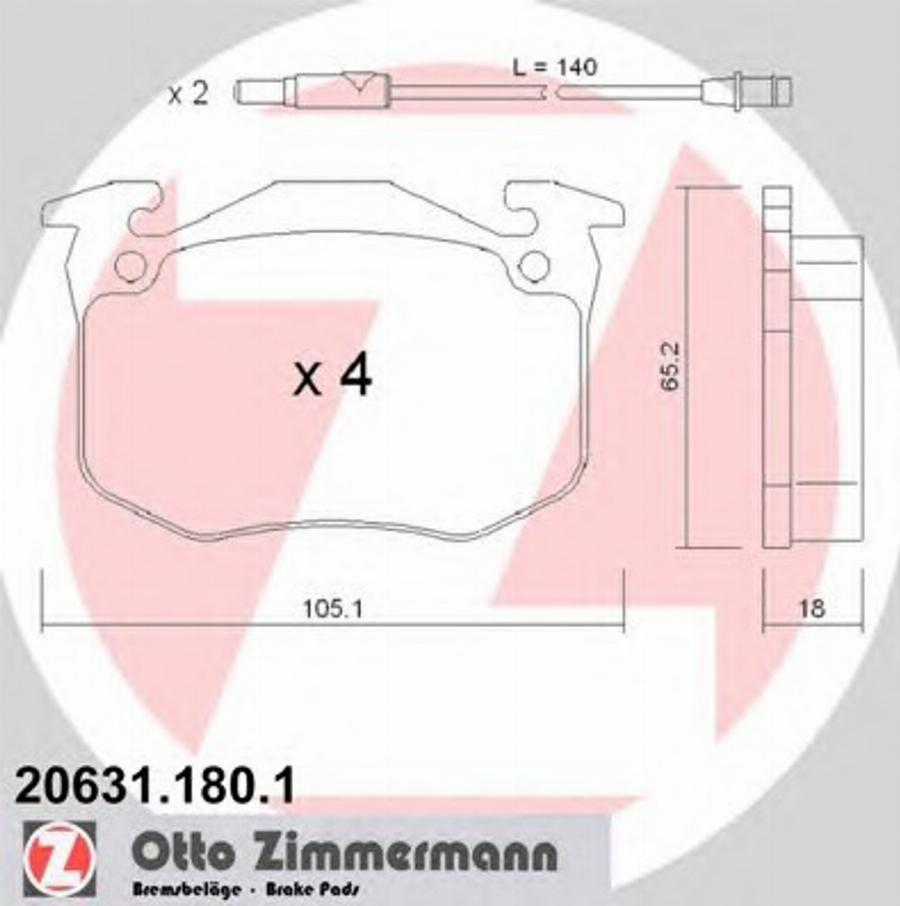 Zimmermann 206311801 - Тормозные колодки, дисковые, комплект avtokuzovplus.com.ua