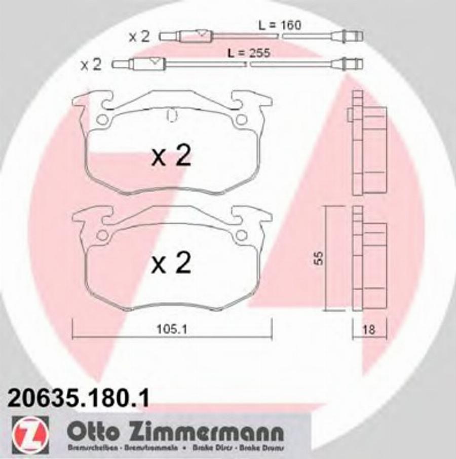 Zimmermann 206351801 - Тормозные колодки, дисковые, комплект autodnr.net