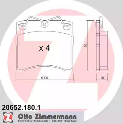 Zimmermann 20652.180.1 - Тормозные колодки, дисковые, комплект avtokuzovplus.com.ua