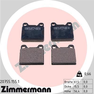 Zimmermann 20755.155.1 - Тормозные колодки, дисковые, комплект autodnr.net