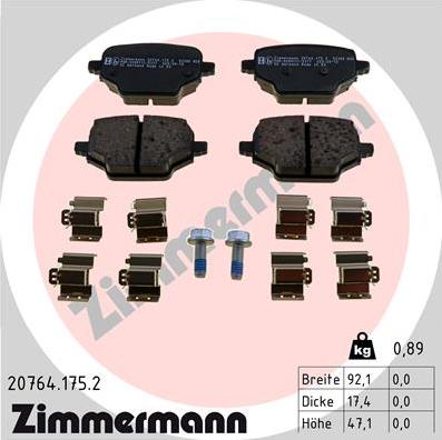 Zimmermann 20764.175.2 - Гальмівні колодки, дискові гальма autocars.com.ua