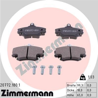 Zimmermann 20772.180.1 - Гальмівні колодки, дискові гальма autocars.com.ua