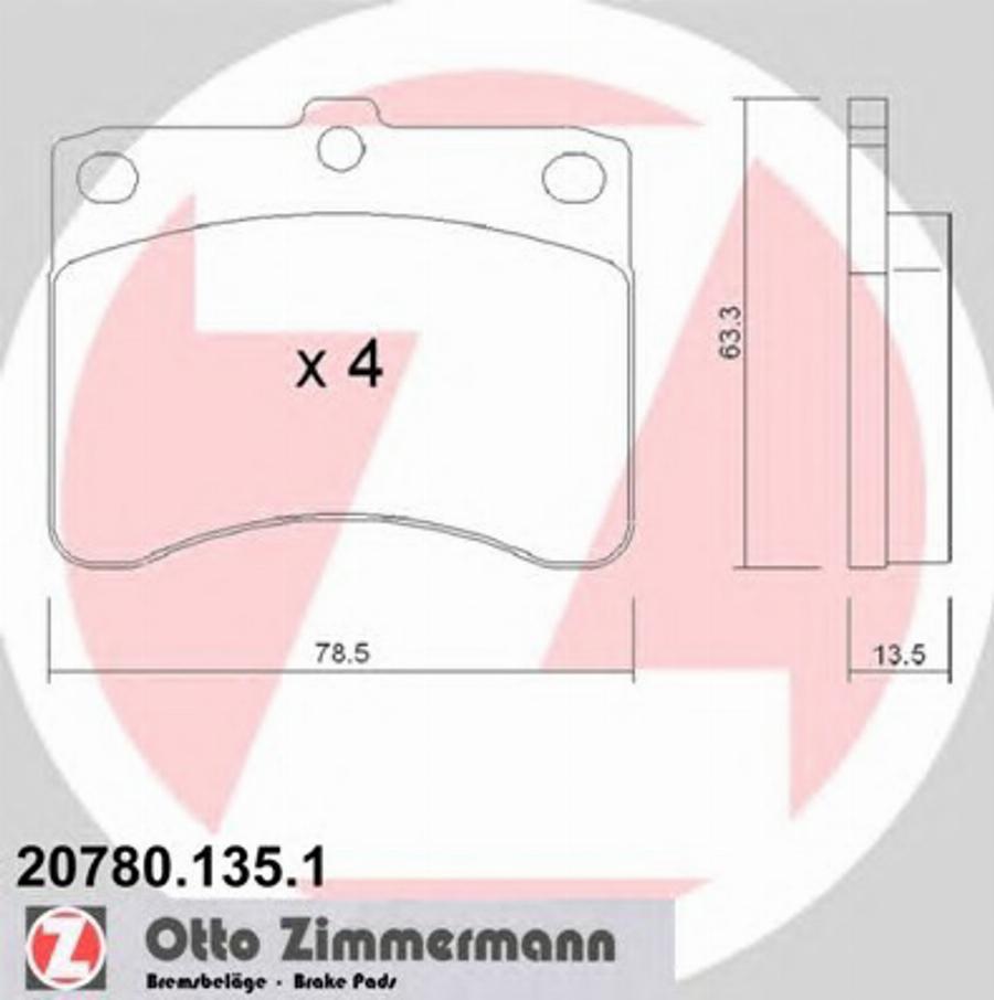 Zimmermann 207801351 - Тормозные колодки, дисковые, комплект avtokuzovplus.com.ua