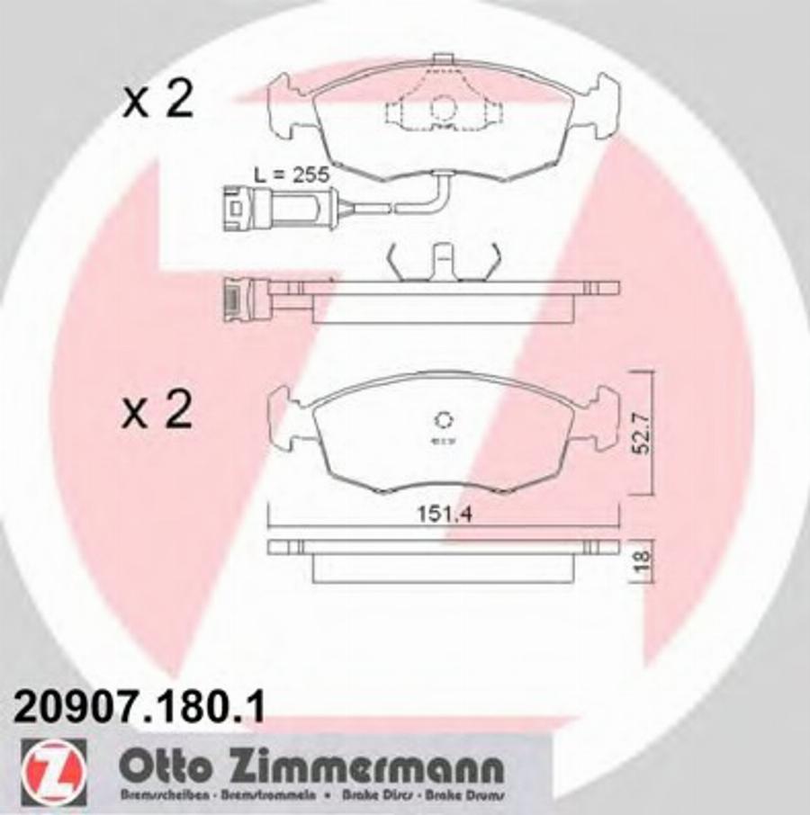 Zimmermann 209071801 - Тормозные колодки, дисковые, комплект avtokuzovplus.com.ua