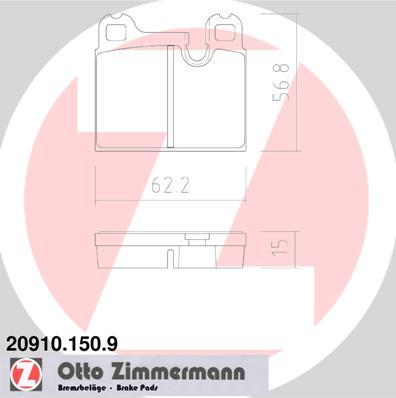 Zimmermann 20910.150.9 - Тормозные колодки, дисковые, комплект avtokuzovplus.com.ua