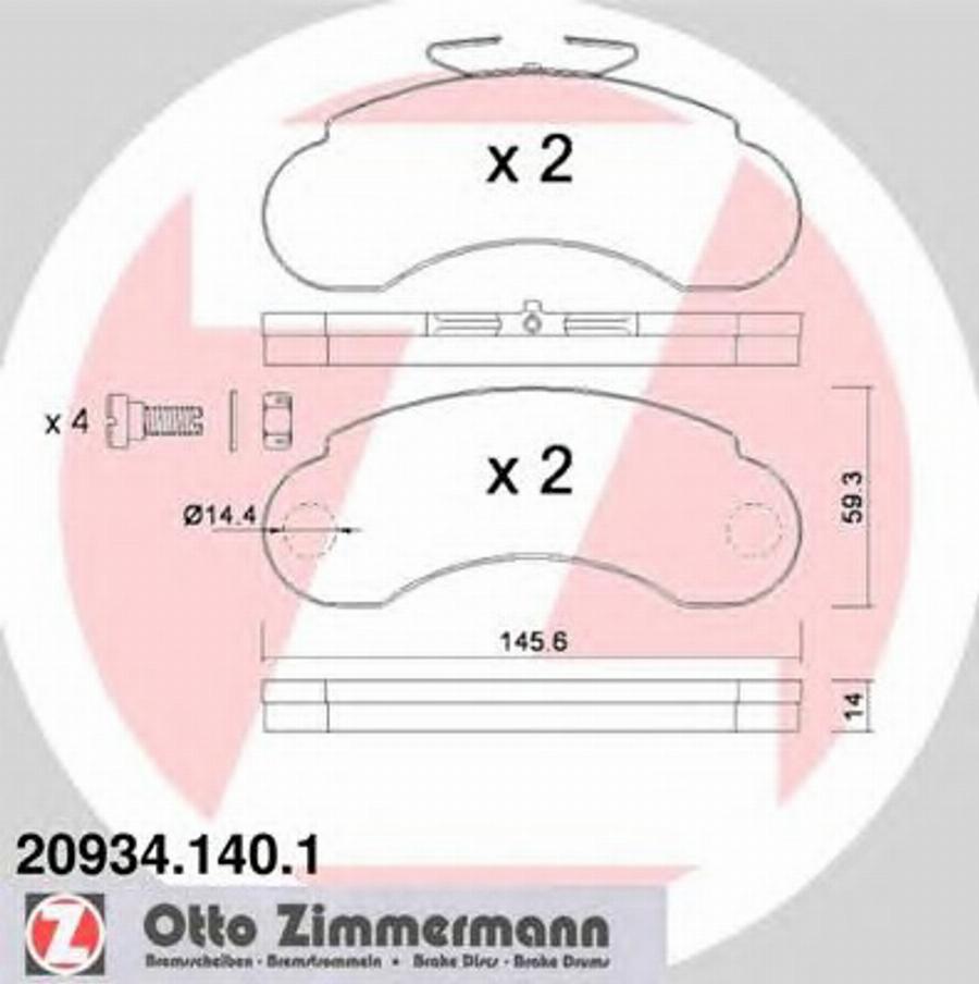 Zimmermann 209341401 - Тормозные колодки, дисковые, комплект avtokuzovplus.com.ua