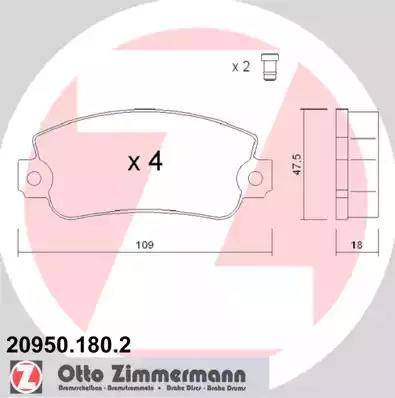 Zimmermann 20950.180.2 - Гальмівні колодки, дискові гальма autocars.com.ua