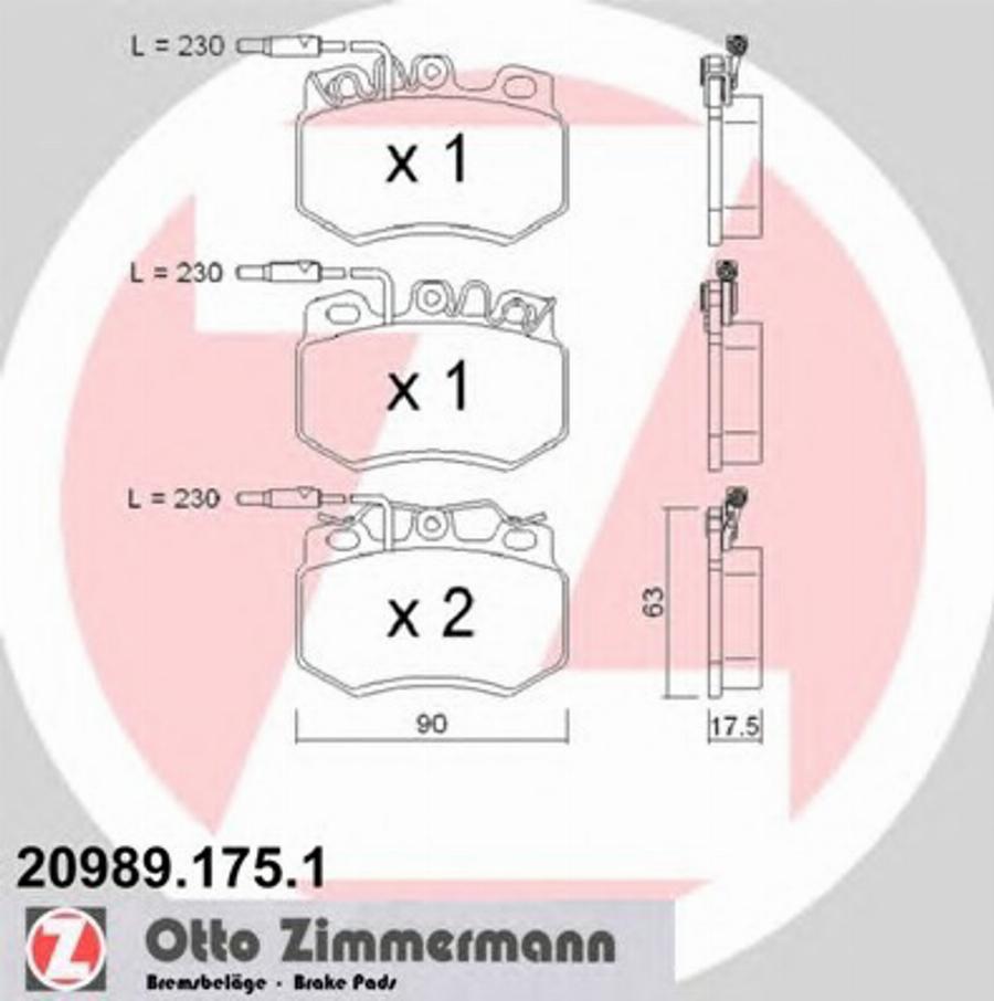 Zimmermann 209891751 - Тормозные колодки, дисковые, комплект autodnr.net