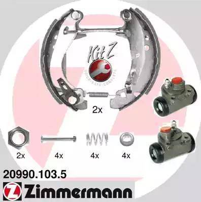 Zimmermann 20990.103.5 - Комплект гальм, барабанний механізм autocars.com.ua
