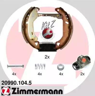 Zimmermann 20990.104.5 - Комплект гальм, барабанний механізм autocars.com.ua