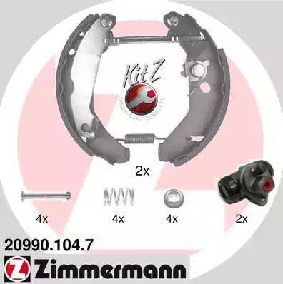 Zimmermann 20990.104.7 - Комплект гальм, барабанний механізм autocars.com.ua