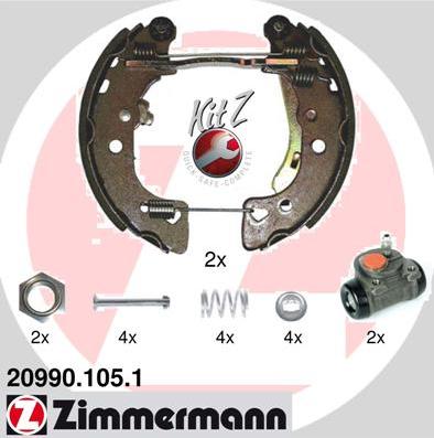 Zimmermann 20990.105.1 - Комплект гальм, барабанний механізм autocars.com.ua