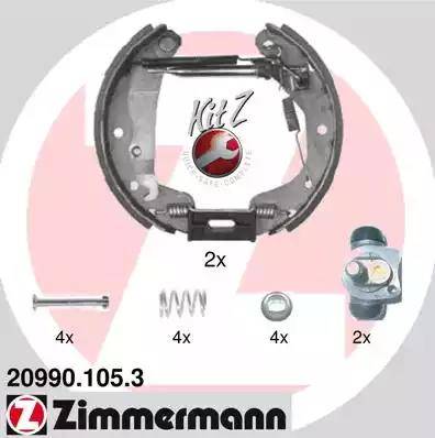 Zimmermann 20990.105.3 - Комплект гальм, барабанний механізм autocars.com.ua