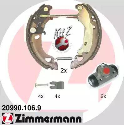 Zimmermann 20990.106.9 - Комплект гальм, барабанний механізм autocars.com.ua