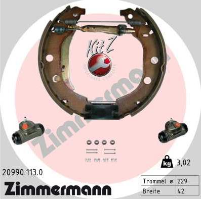 Zimmermann 20990.113.0 - Комплект гальм, барабанний механізм autocars.com.ua