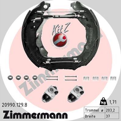 Zimmermann 20990.129.8 - Комплект гальм, барабанний механізм autocars.com.ua