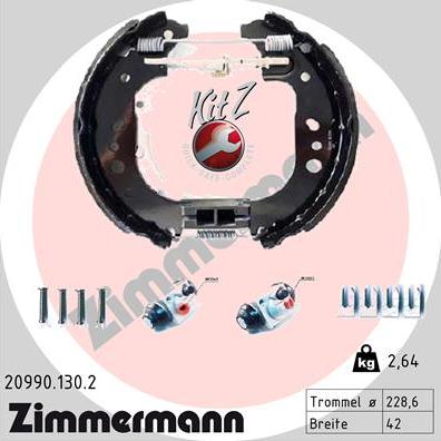 Zimmermann 20990.130.2 - Комплект тормозных колодок, барабанные avtokuzovplus.com.ua