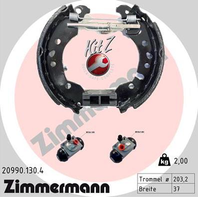 Zimmermann 20990.130.4 - Комплект гальм, барабанний механізм autocars.com.ua