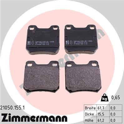 Zimmermann 21050.155.1 - Тормозные колодки, дисковые, комплект autodnr.net