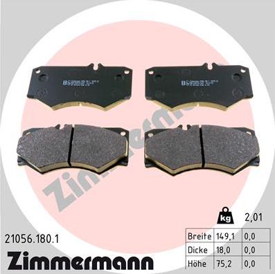Zimmermann 21056.180.1 - Тормозные колодки, дисковые, комплект avtokuzovplus.com.ua