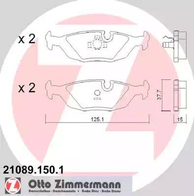 Zimmermann 21089.150.1 - Тормозные колодки, дисковые, комплект avtokuzovplus.com.ua