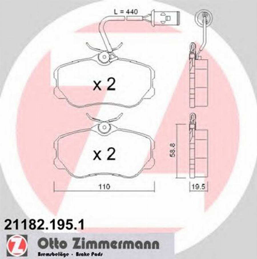 Zimmermann 211821951 - Тормозные колодки, дисковые, комплект avtokuzovplus.com.ua