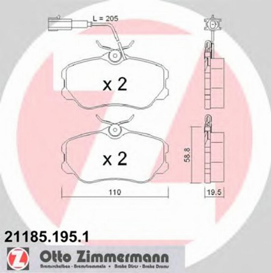 Zimmermann 211851951 - Гальмівні колодки, дискові гальма autocars.com.ua