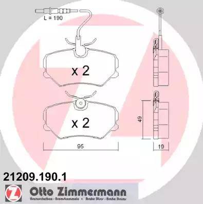 Zimmermann 21209.190.1 - Гальмівні колодки, дискові гальма autocars.com.ua