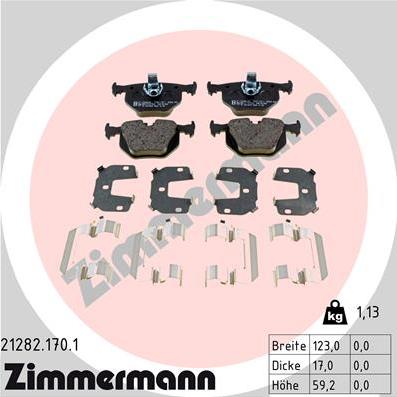 Zimmermann 21282.170.1 - Тормозные колодки, дисковые, комплект avtokuzovplus.com.ua