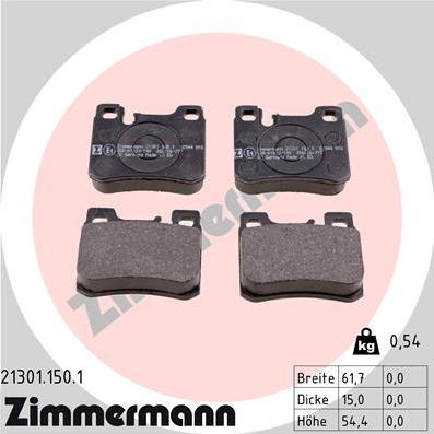 Zimmermann 21301.150.1 - Тормозные колодки, дисковые, комплект avtokuzovplus.com.ua