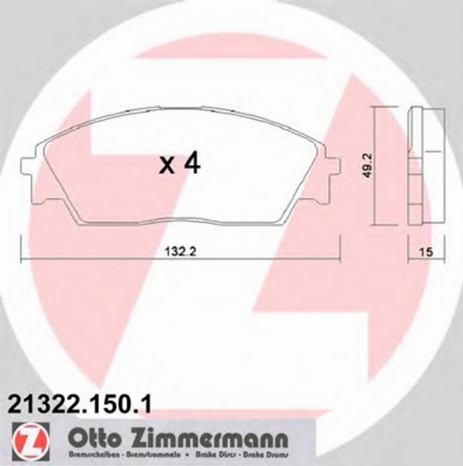 Zimmermann 21322.150.1 - Тормозные колодки, дисковые, комплект autodnr.net