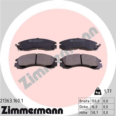 Zimmermann 21363.160.1 - Тормозные колодки, дисковые, комплект autodnr.net