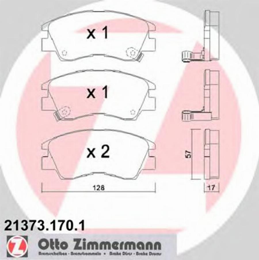 Zimmermann 21373.170.1 - Гальмівні колодки, дискові гальма autocars.com.ua