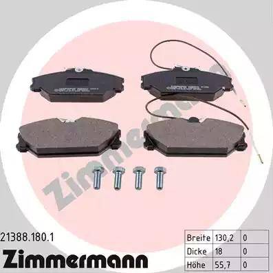 Zimmermann 21388.180.1 - Тормозные колодки, дисковые, комплект avtokuzovplus.com.ua