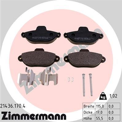 Zimmermann 21436.170.4 - Тормозные колодки, дисковые, комплект autodnr.net