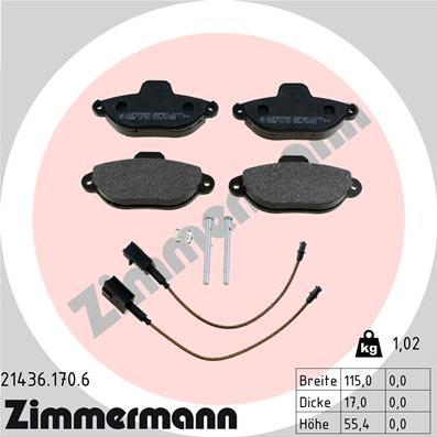 Zimmermann 21436.170.6 - Гальмівні колодки, дискові гальма autocars.com.ua
