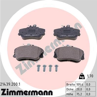 Zimmermann 21439.200.1 - Гальмівні колодки, дискові гальма autocars.com.ua