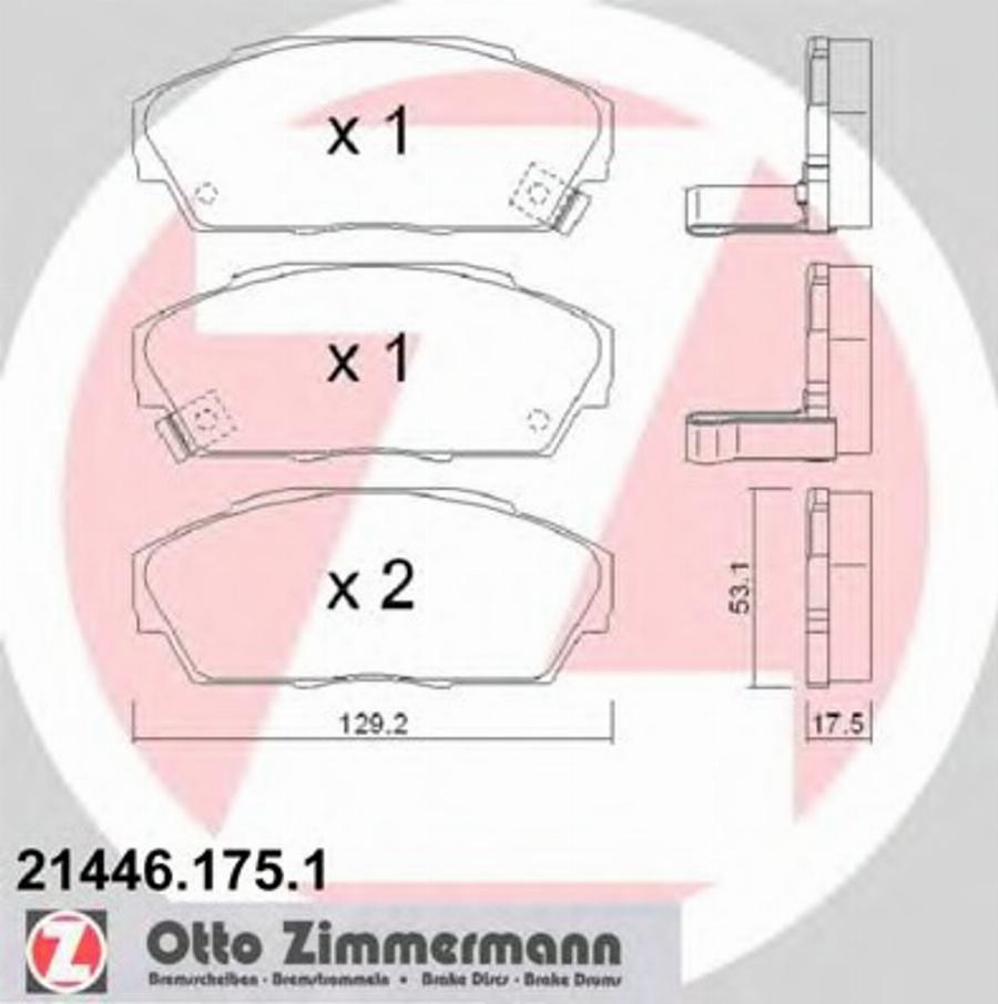 Zimmermann 214461751 - Гальмівні колодки, дискові гальма autocars.com.ua