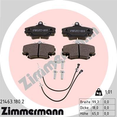 Zimmermann 21463.180.2 - Тормозные колодки, дисковые, комплект avtokuzovplus.com.ua
