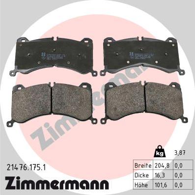 Zimmermann 21476.175.1 - Гальмівні колодки, дискові гальма autocars.com.ua