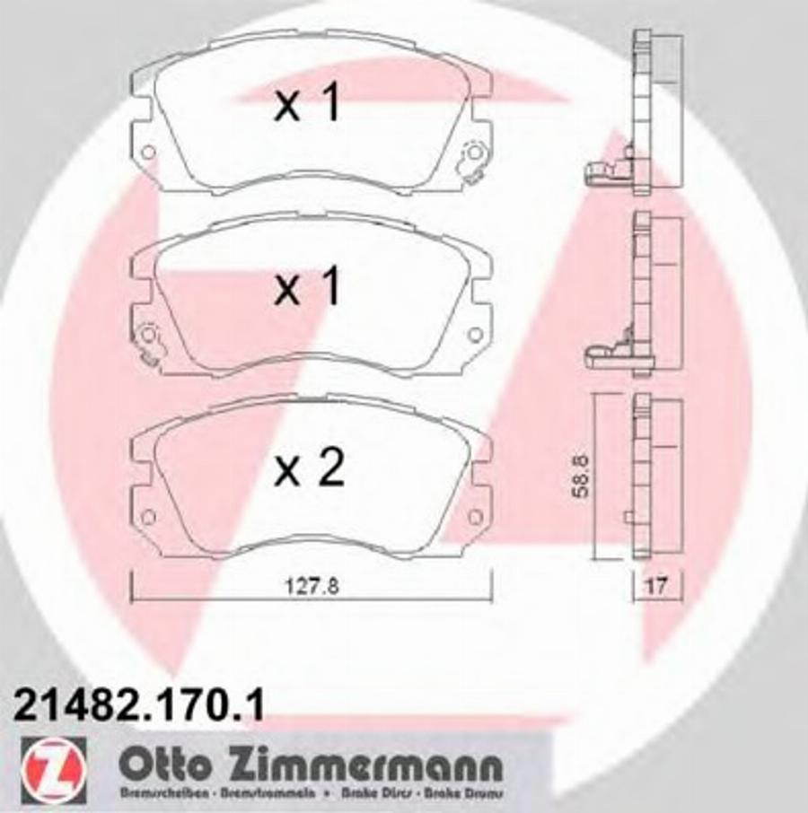 Zimmermann 214821701 - Гальмівні колодки, дискові гальма autocars.com.ua