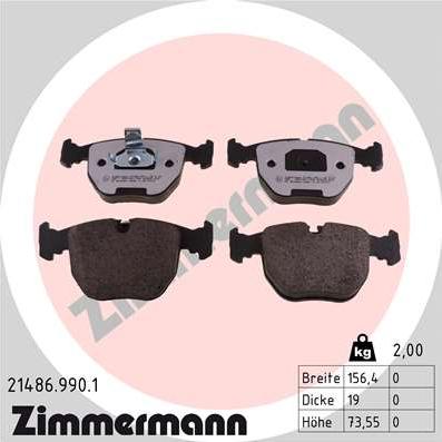 Zimmermann 21486.990.1 - Гальмівні колодки, дискові гальма autocars.com.ua