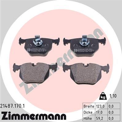 Zimmermann 21487.170.1 - Колодки тормозные дисковые BMW  Honda autodnr.net